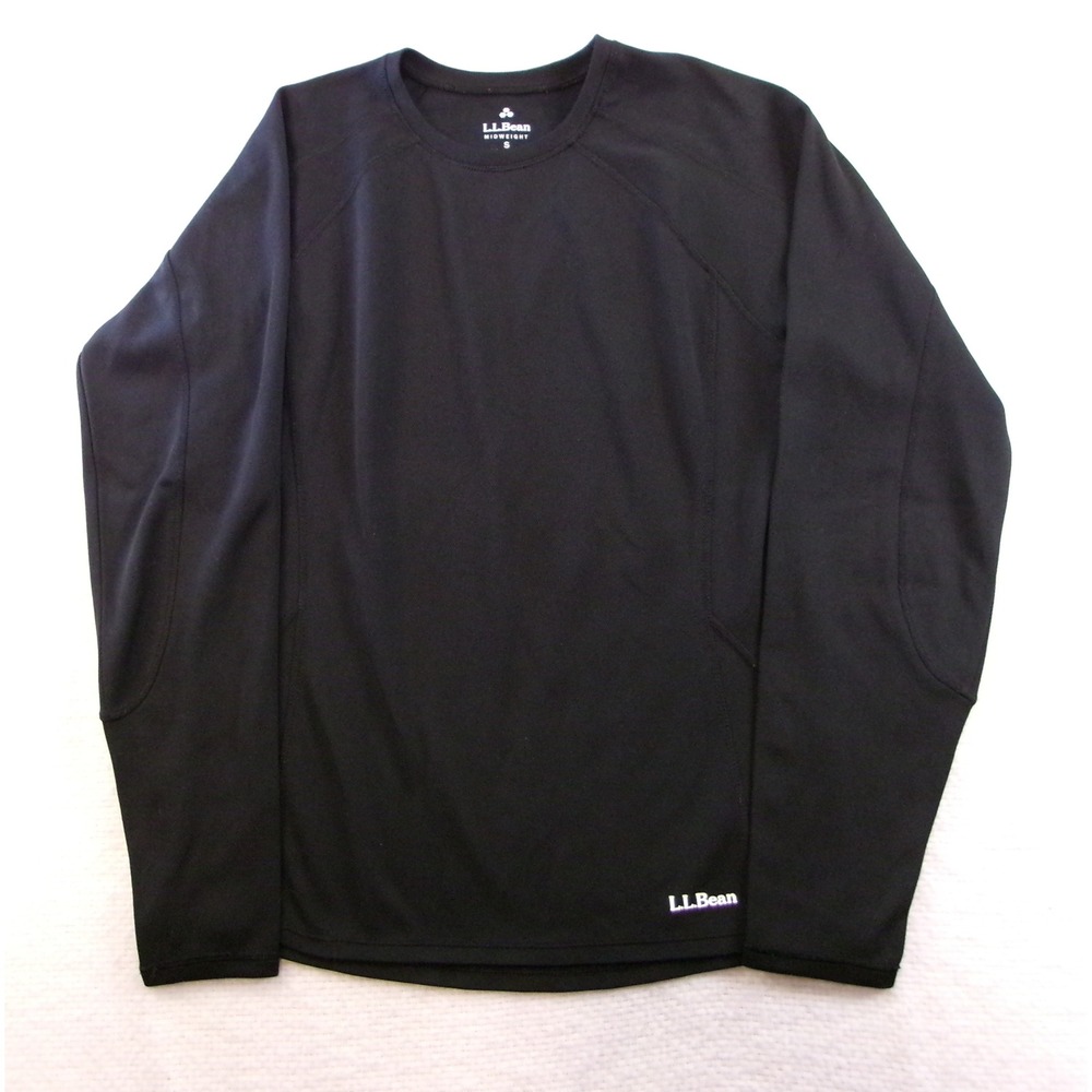 LL Bean Midweight Base Layer Top Womens Small Black Long Sleeve Crew